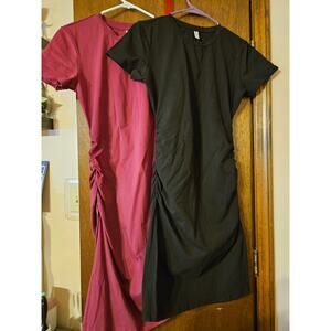 2 Missufe Women's L & XL Ruched Bodycon Sundress/maternity Knee Length Red & Blk